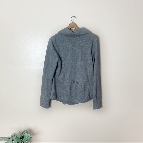 [Eddie Bauer] Gray Crossover Snap Button Long Sleeve Lightweight Knit Jacket - Picture 9 of 11